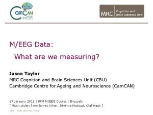 MEEG Data What are we measuring Jason Taylor