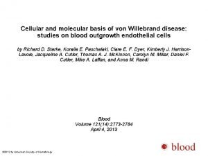 Cellular and molecular basis of von Willebrand disease