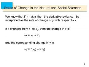 Rates of change in the natural and social sciences