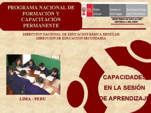 PROGRAMA NACIONAL DE FORMACIN Y CAPACITACIN PERMANENTE MINISTERIO