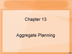 Chapter 13 Aggregate Planning 13 1 Planning Horizon