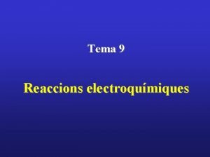 Tema 9 Reaccions electroqumiques Electroqumica Part de la