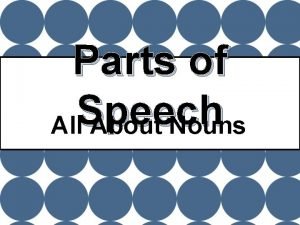 Parts of Speech All About Nouns Nouns A