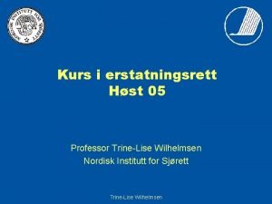 Kurs i erstatningsrett Hst 05 Professor TrineLise Wilhelmsen