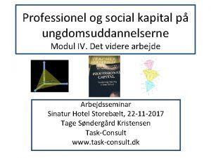 Professionel og social kapital p ungdomsuddannelserne Modul IV