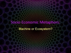 SocioEconomic Metaphors Machine or Ecosystem Common Metaphors Family