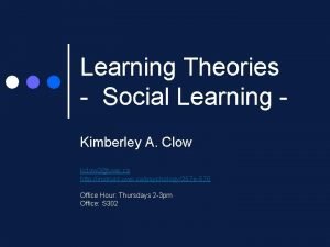 Learning Theories Social Learning Kimberley A Clow kclow