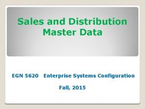 Sales and Distribution Master Data EGN 5620 Enterprise