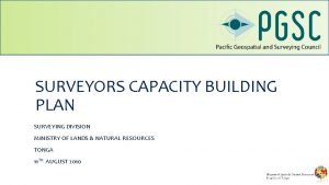 SURVEYORS CAPACITY BUILDING PLAN SURVEYING DIVISION MINISTRY OF