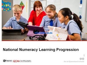 National numeracy learning progressions National numeracy learning progressions