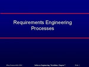 Requirements Engineering Processes Ian Sommerville 2004 Software Engineering