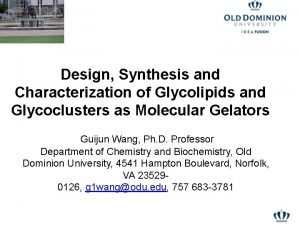Design Synthesis and Characterization of Glycolipids and Glycoclusters