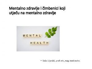 Mentalno zdravlje definicija