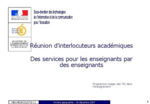 Runion dinterlocuteurs acadmiques Des services pour les enseignants