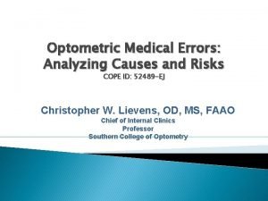 Optometric Medical Errors Analyzing Causes and Risks COPE