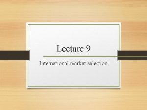 International market selection