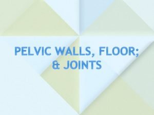 PELVIC WALLS FLOOR JOINTS PELVIC WALL The pelvis