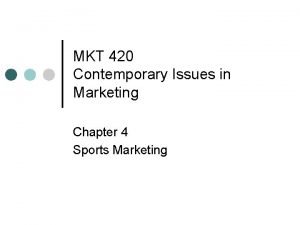 MKT 420 Contemporary Issues in Marketing Chapter 4