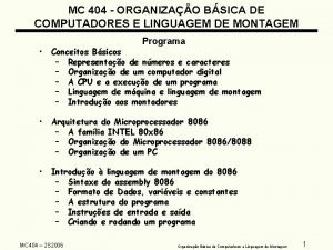 MC 404 ORGANIZAO BSICA DE COMPUTADORES E LINGUAGEM