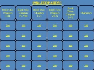 1984 JEOPARDY Book One Chapters IIII Book One