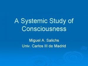 A Systemic Study of Consciousness Miguel A Salichs