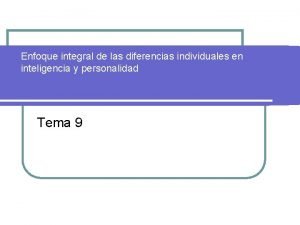 Diferencias individuales en la inteligencia