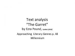 Ezra pound the garret