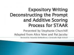 Expository Writing Deconstructing the Prompt and Additive Scoring