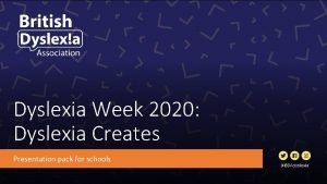 Dyslexia Week 2020 Dyslexia Creates Presentation pack for