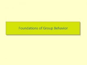 Foundations of Group Behavior Defining and Classifying Groups