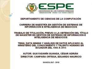 DEPARTAMENTO DE CIENCIAS DE LA COMPUTACIN CARRERA DE