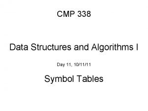 CMP 338 Data Structures and Algorithms I Day