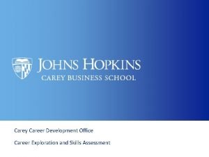 Carey Career Development Office Career Exploration and Skills