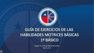 GUA DE EJERCICIOS DE LAS HABILIDADES MOTRICES BSICAS