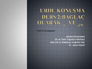 Urd 114 Konuma I Ankara niversitesi Dil ve