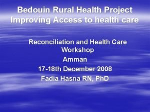 Bedouin Rural Health Project Improving Access to health