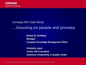 Compaq KM Case Study focusing on people and
