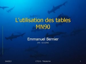 Lutilisation des tables MN 90 Emmanuel Bernier rv