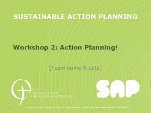 Action planning workshop Action planning workshop