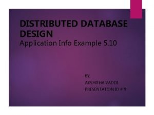 Distributed database design example