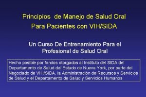 Principios de Manejo de Salud Oral Para Pacientes