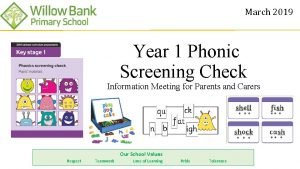 March 2019 Year 1 Phonic Screening Check Information