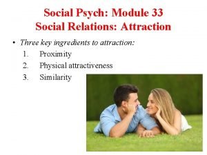 Social Psych Module 33 Social Relations Attraction Three
