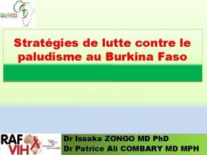 Stratgies de lutte contre le paludisme au Burkina
