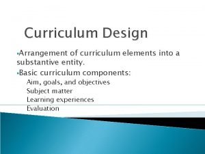 Arrangements of elements of curriculum