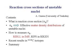 Reaction cross sections of unstable nuclei A Ozawa