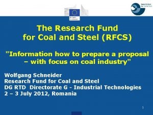 The Research Fund for Coal and Steel RFCS