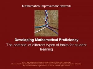 Mathematics Improvement Assessment Network Project Developing Mathematical Proficiency