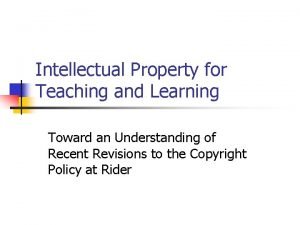 Right to intellectual property of teachers