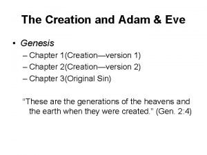 The Creation and Adam Eve Genesis Chapter 1Creationversion